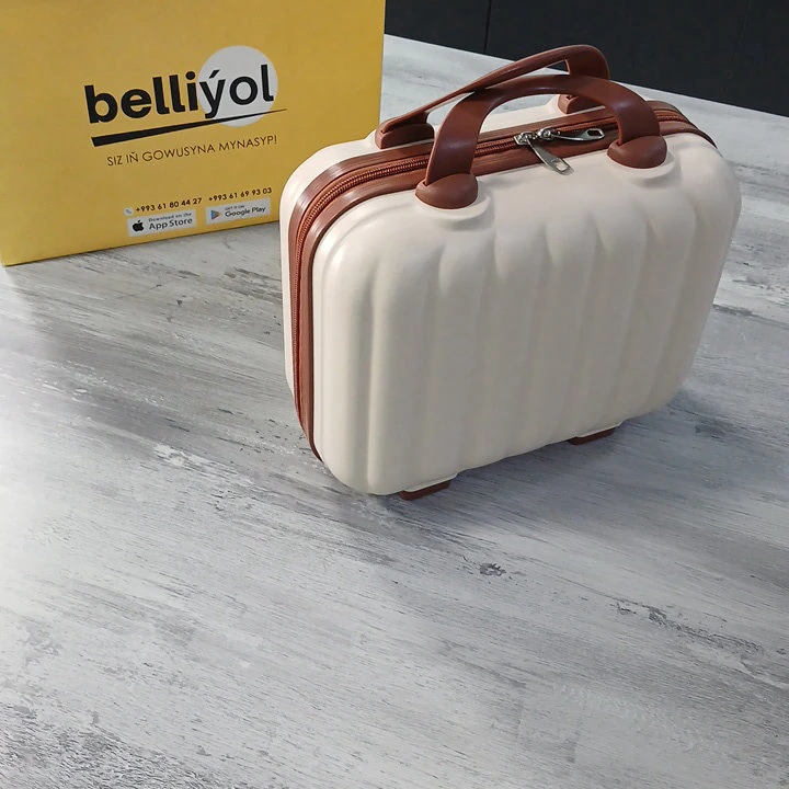 Zolakly açyk bež mini çemodan — 2