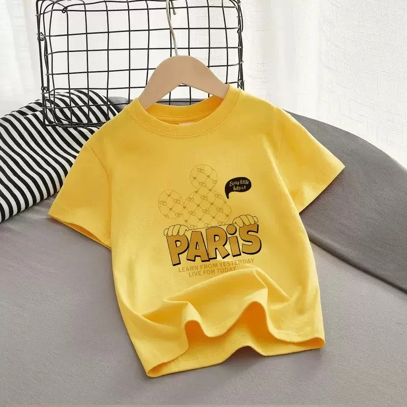 Paris ýazgyly sary çaga futbolkasy