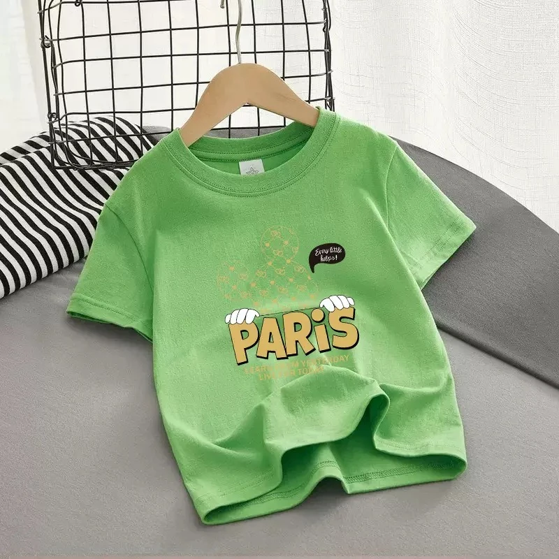 Paris ýazgyly ýaşyl çaga futbolkasy